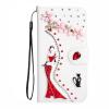 DasKAn for iPod Touch 5/6 / 7 Diamond Flip Case, Bling Rhinestones Sexy Girl Black Cat Design Magnetic Clasp Wallet Stand Protective Phone Cover with Card Slots & Wrist Strap, White view 4