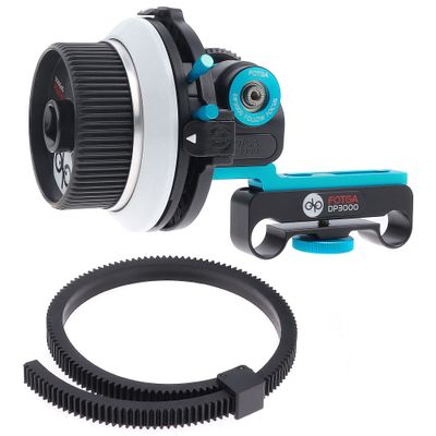 foto4easy Follow Focus with A/B Hard Stops and Gear Ring Belt for Sony Canon Nikon DSLR Camera Blackmagic BMPCC 4K Video Camera,Fits 15mm Rod Rail System