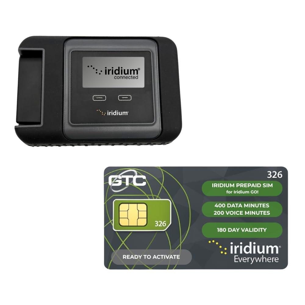 Iridium GO! Satellite Wi-Fi Hotspot + 400 Data & 200 Voice Minutes | 180-Day Validity | Global Coverage | Voice & Data | Rugged Design