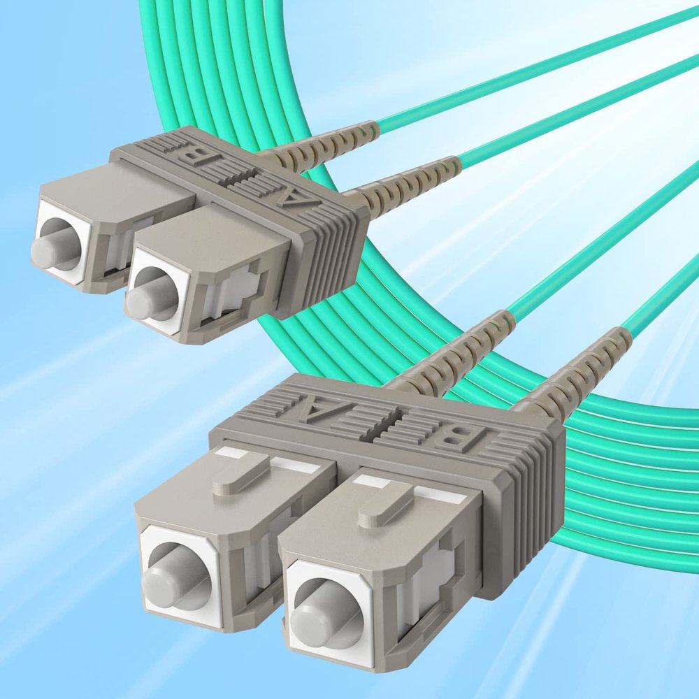 10Gtek Fiber Patch Cable - SC to SC OM3 10Gb/Gigabit Multi-Mode Jumper Duplex 50/125m LSZH Fiber Optic Cord, Aqua, 10-Meter(32.8ft)