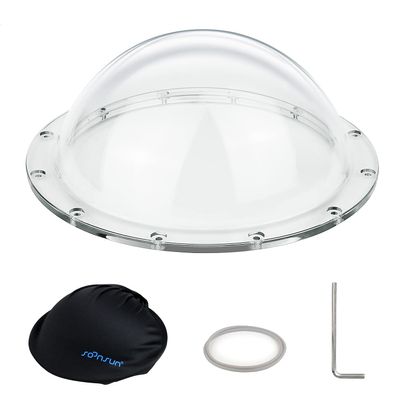 SOONSUN 6'' Dome Port Replacement Cover for GoPro Hero 13/12/11/10/9/8/7/6/5 and DJI Osmo Action Camera - Transparent Acrylic Dome with Waterproof O-Ring, Tool Kit & Storage Bag