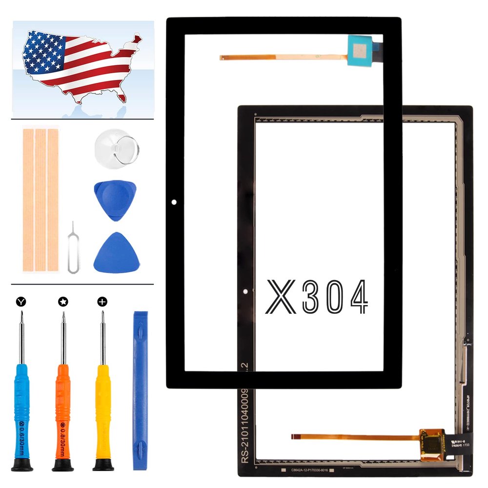 Screen Replacement for Lenovo TAB 4 10" X304 X304N X304F TB-X304F TB-X304N TB-X304 Touch Screen Panel Digitizer Sensor Full Glass Lens Repair Kits with Free Tools (Black)