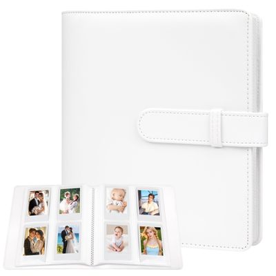 256 Pockets Photo Album for Fujifilm Instax Mini Pictures and Polaroid 2x3 inch Pictures, Leather Cover 2x3 Photo Album Book for Fujifilm Instax Mini 11 12 9 40 Evo Liplay Instant Camera, White