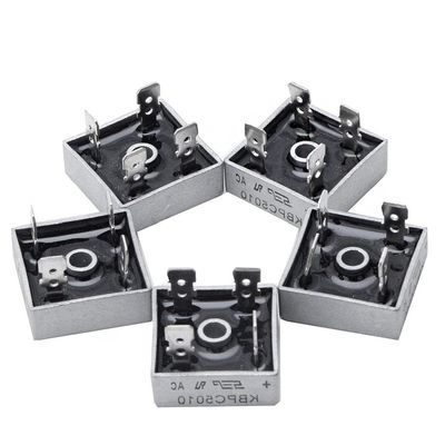 5 x KBPC5010 1000V 50A Metal Case 4 Pin Single Phase Diode Bridge Rectifier Transmitter Circuit Board Converter Power Supply Module Drive Connector Electronic Chip Amplifier Equalizer Charger Step