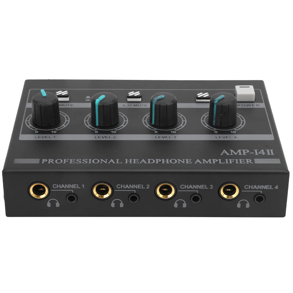AMPi4 Headphone Amplifier 4 Channel Mono Stereo Gaming Headphone Amplifier Mini Stereo Monitor Set (US Plug)