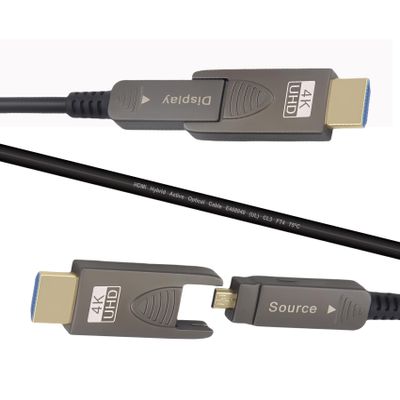 10ft 4K HDMI 2.0 Cable, Fiber Optic HDMI Cable, Micro HDMI, Detachable Type A+D,18Gbps Ultra Speed, HDR, 3D, eARC, Slim Flexible, for PS4 Xbox Roku Projector