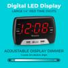 Westclox Large 1.4 Red LED Digital FM Clock Radio with Dual USB A & C Charging Ports, Adjustable Brightness, Dual Alarms & Sleep Timer Modern Alarm Clock for Bedroom, Home, or Office (Black) view 2