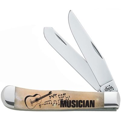 Case WR XX Pocket Knife Natural Smooth Bone Trapper Musician Item #1067616 - (6254 SS) - Length Closed: 4 1/8 Inches