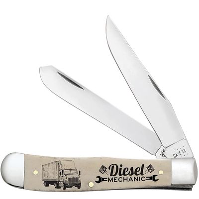 Case WR XX Pocket Knife Natural Smooth Bone Trapper Diesel Mechanic Item #106763 - (6254 SS) - Length Closed: 4 1/8 Inches