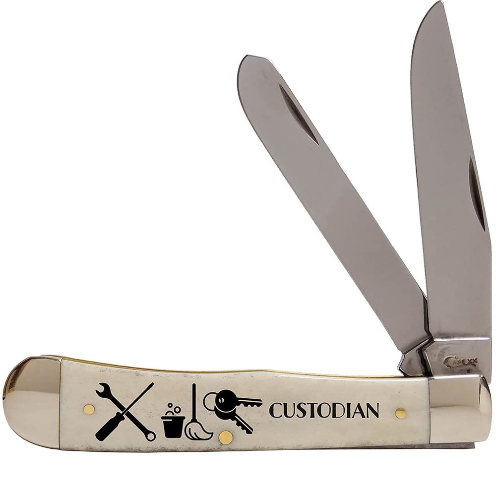 Case WR XX Pocket Knife Natural Smooth Bone Trapper Custodian Item #1067631 - (6254 SS) - Length Closed: 4 1/8 Inches