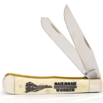 Case WR XX Pocket Knife Natural Smooth Bone Trapper Railroad Worker Item #1067627 - (6254 SS) - Length Closed: 4 1/8 Inches