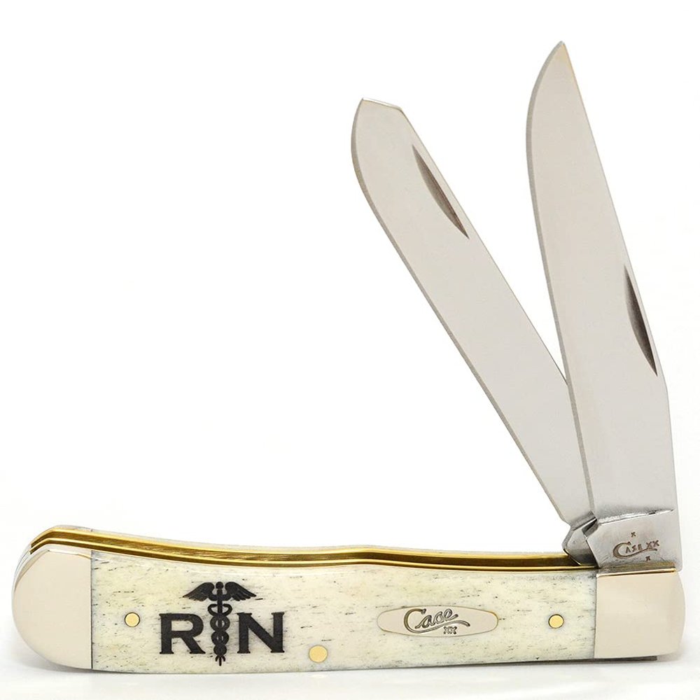 Case WR XX Pocket Knife Natural Smooth Bone Trapper RN Item #9144576 - (6254 SS) - Length Closed: 4 1/8 Inches