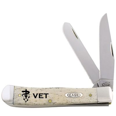 Case WR XX Pocket Knife Natural Smooth Bone Trapper Veterinarian Item #9144577 - (6254 SS) - Length Closed: 4 1/8 Inches
