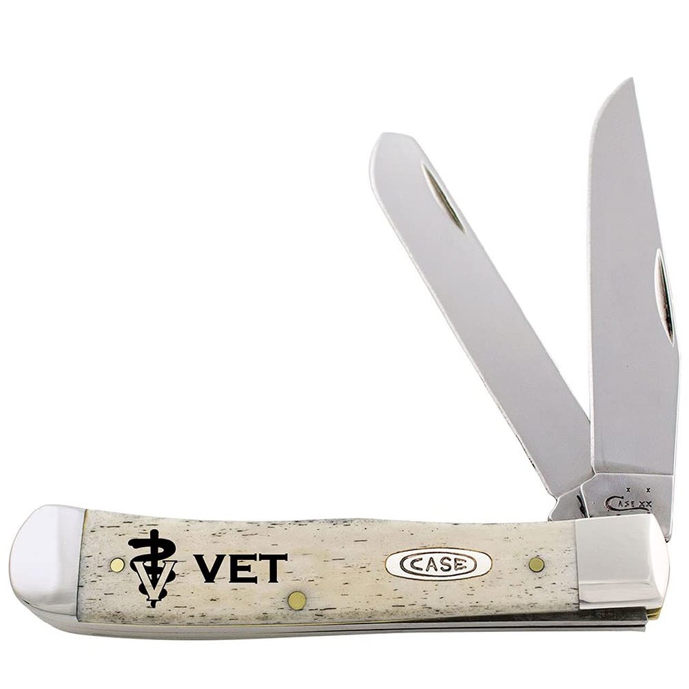 Case WR XX Pocket Knife Natural Smooth Bone Trapper Veterinarian Item #9144577 - (6254 SS) - Length Closed: 4 1/8 Inches
