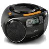 PHILIPS Boombox Portable CD Player - Portable MP3 Player and Cassette Tape Player, Boom Box Compact Stereo Sound System with Dynamic Bass Boost Silver (Black) view 1