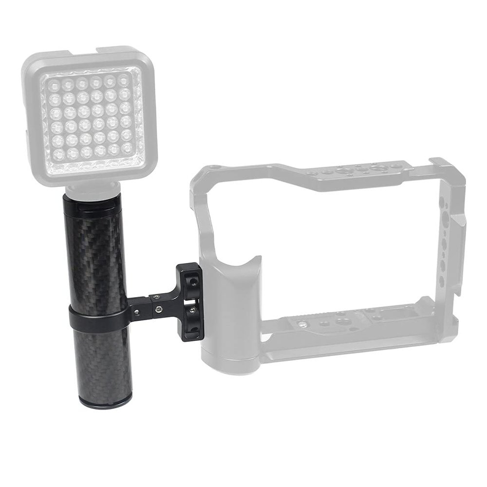 BGNing CNC Carbon Fiber Camera Cage Top Handle Adjustable Side Grip Cold Shoe Mount 1/4" 3/8" for SLR Phone Monitor Frame Photo Studio (138mm)