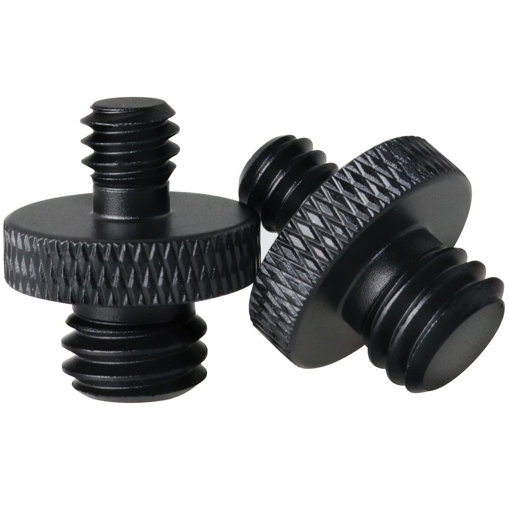 LRONG 2Pcs 3/8 inch Male to 1/4 inch Male Threaded Tripod Screw Adapter Double Sides Standard Mounting Thread Converter for Camera Mount