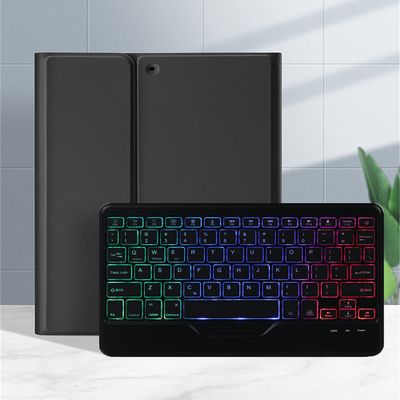 7-Color Backlit iPad Air Air2 iPad5 iPad6 iPad 9.7 inch Keyboard case Magnetic Detachable Smart Bluetooth Keyboard Cover Built-in Pencil Holder (iPad5/iPad6/Air/AIr2, Black)