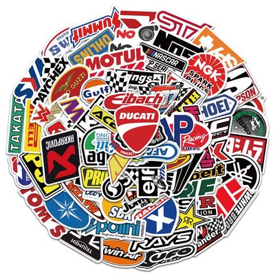 100Pcs Car & Moto Modified Brand Logo Series Sticker Pack Vinyl Stickers for Laptop,Car,Moto,Skateboard,Bike,Luggage Graffiti Decal for Friends,Children,Adults-Waterproof