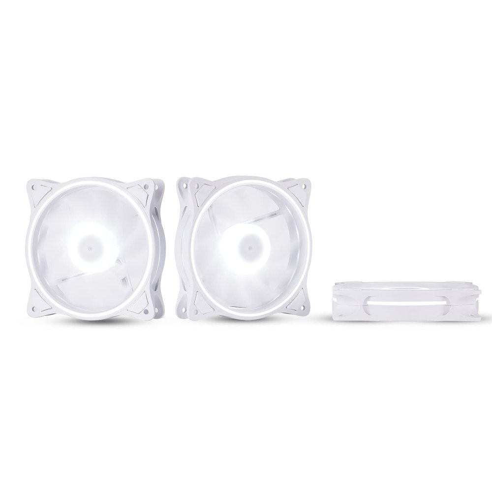 120mm White RGB PC Cooling Fans 3-Pack - Ultra Quiet High Airflow LED 12V Computer Case Fans with Triple Light Loops