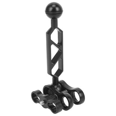 Padyrytu Aluminum Alloy Scuba Diving Light Torch Dual Ball Joint Arm and 2 Butterfly Clip Clamp Mount for Underwater Photography Camera, Black, 202381