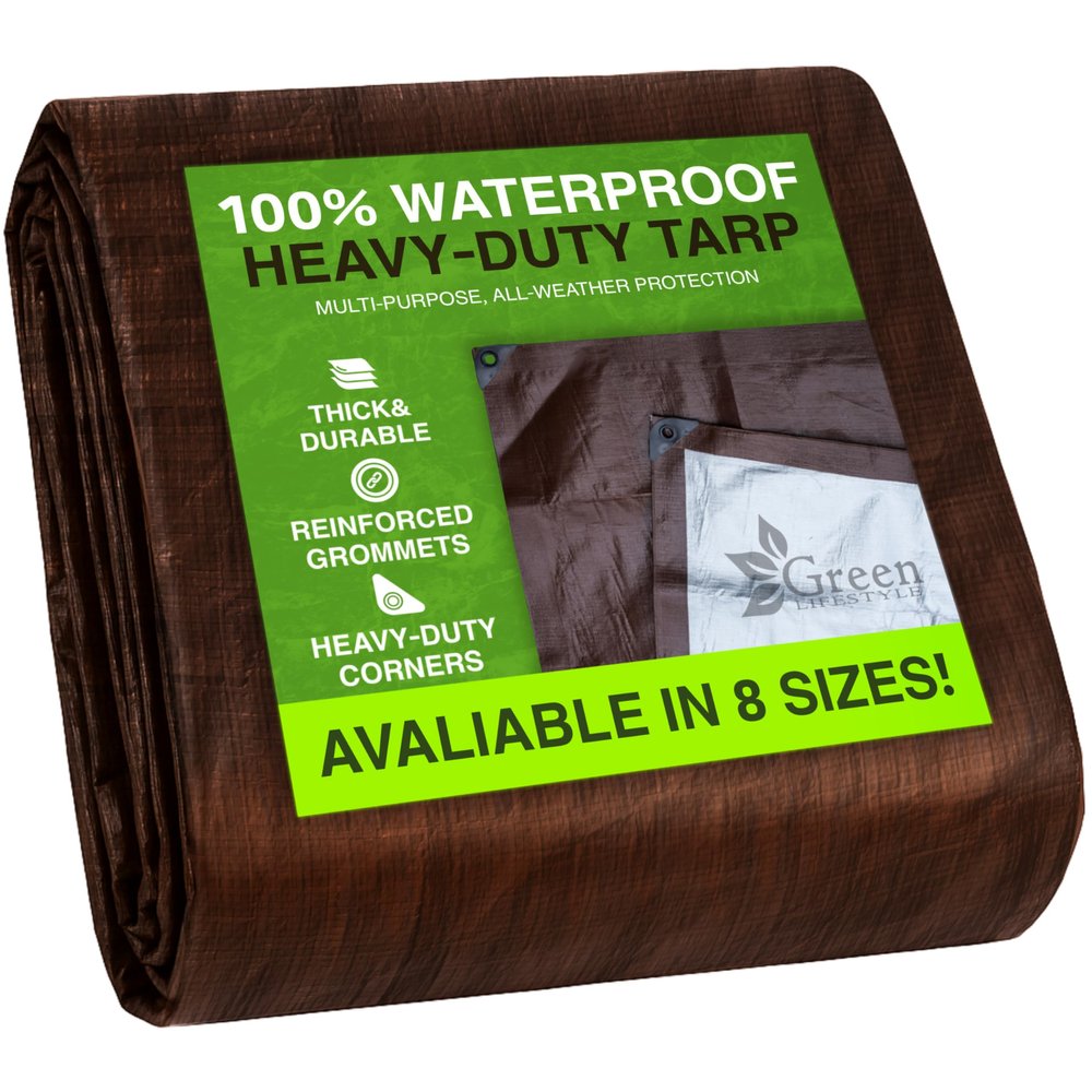 GREEN LIFESTYLE Heavy Duty Tarp Waterproof Covers Supplies & Equipment (10x12)