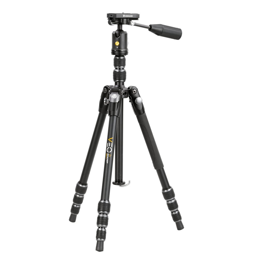 Vanguard VEO3T204ABP Aluminum Travel Tripod with Ball Head, Removeable Pan Handle, and Quick Shoe with Built-in Smartphone Holder