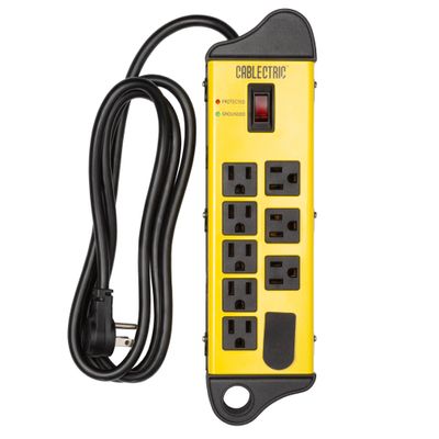Heavy Duty Power Strip Surge Protector 8 Outlets with 6 ft Long Extension Cord 14 AWG, 15 Amp Metal Power Strip with 1350 Joules Surge for Workshop - ETL Listed