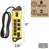 Heavy Duty Power Strip Surge Protector 8 Outlets with 6 ft Long Extension Cord 14 AWG, 15 Amp Metal Power Strip with 1350 Joules Surge for Workshop - ETL Listed view 3