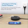 2 Prong Power Strip with 10ft Extension Cord, NTONPOWER 1875W/15A, 180 Rotating Plug, 2 Prong to 3 Prong Outlet Adapter, Wall Mountable, 3 AC Outlets & 2 USB, Ideal for Older House Office Desktop view 2
