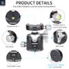 Low Profile Tripod Ball Head-INNOREL 360Panoramic CNC Metal Camera Tripod Ballhead with 1/4" Arca Swiss Universal Quick Release Plate for Tripods,Monopod,DSLR Cameras,Camcorder,Max Load 20kg (E40) view 4