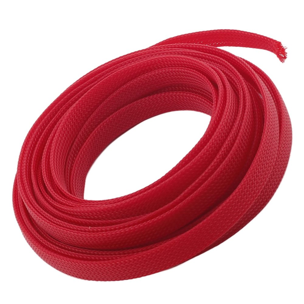 Aicosineg PET Expandable Braided Sleeving Wrap for Audio Video Home Device Automotive Wire Protect Cables 10mm 5m Red 1Pcs