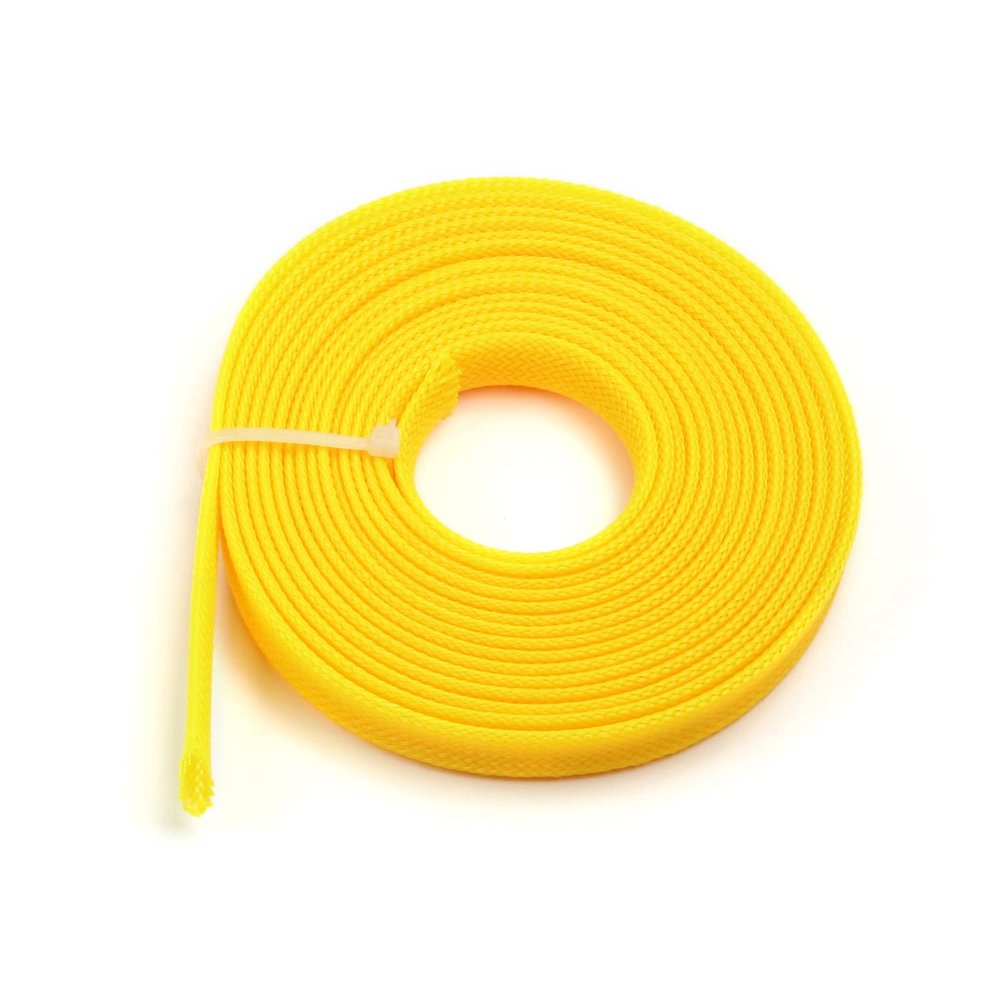 Aicosineg PET Expandable Braided Sleeving Wrap for Audio Video Home Device Automotive Wire Protect Cables 10mm 3m Yellow1Pcs