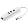 Ohm Electric USB Hub 3 Port GigaLAN Adapter Type A 3.2 Gen1 PC-SH3PL09-W 01-3977 OHM White view 1