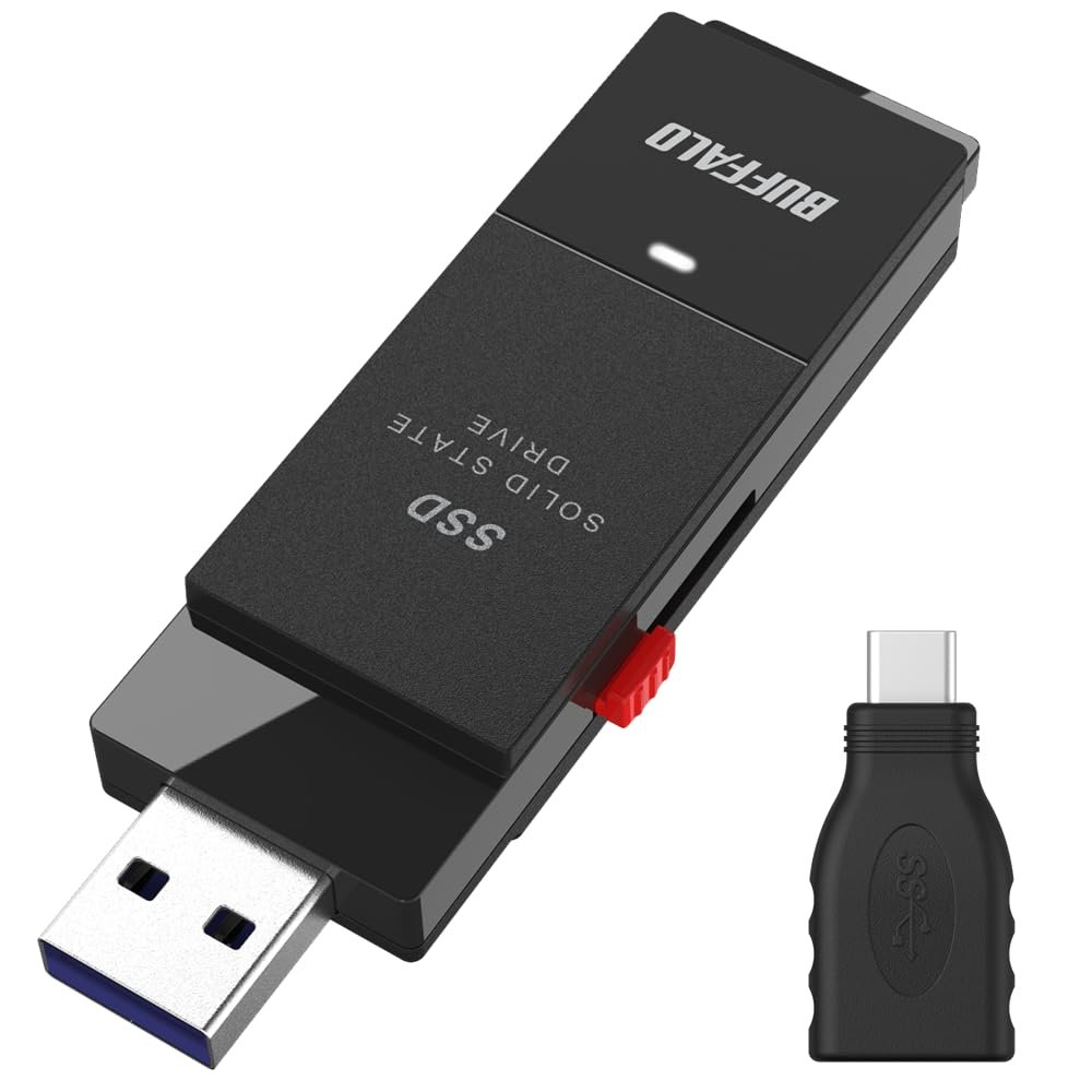BUFFALO SSD-SCT2.0U3BA/N 2TB Portable SSD, USB3.2Gen1 Type C, PS5/PS4 Compatible, Black