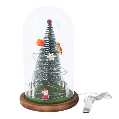Uonlytech Christmas Led Night Light Glass Dome Cover Xmas Decorative Lamp for Festive Atmosphere USB Powered Desktop Ornament for Holiday Parties and Home Decor Random Style