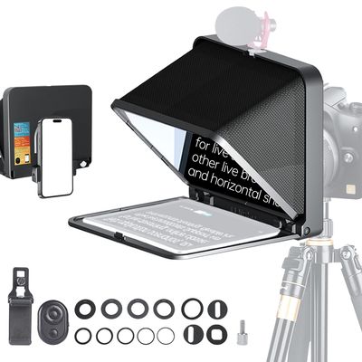 LENSGO Portable Teleprompter for iPad Tablet Smartphone DSLR Camera 7.9'', APP Compatible with iOS & Android System for Online Teaching Vlog Live Streaming Interview (TC7 for phond/ipad/Camera)