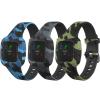 AresserA for Garmin Vivofit jr.3 Bands, Silicone Replacement Watch Bands Compatible with GarminFit jr.3 for Kids Boys Girls-3 Pack:Blue&Green&Gray Camo view 1