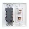 BOPLAT 2 Gang Ethernet Coax Wall Plate with 20Amp Power Outlet - Duplex Receptacle Outlet Cover Plate with Coaxial Ethernet +1 Port CAT6 + 1 Coax Cable TV F Type Jack- White view 2