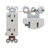 BOPLAT 2 Gang Ethernet Coax Wall Plate with 20Amp Power Outlet - Duplex Receptacle Outlet Cover Plate with Coaxial Ethernet +1 Port CAT6 + 1 Coax Cable TV F Type Jack- White view 3