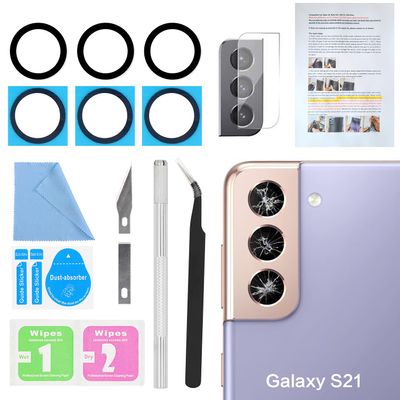 2PCS Back Rear Camera Lens Glass Replacement, for ASDAWN Back Lens Glass for Samsung Galaxy S21 / S21 Plus All Carriers with Free Lens Film + Installation Manual + Repair Tool Set