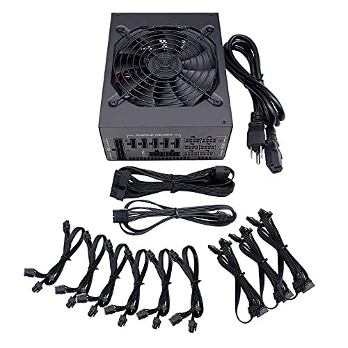 1800W Mining Full Module 110V-240V Power Supply Supports 6 GPU 80+ Gold Certified Ethereum ETH ATX PC PSU for BTC Minner Machine