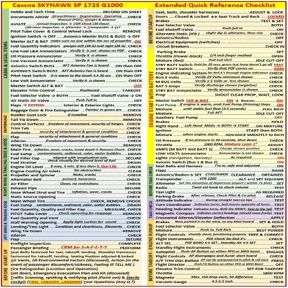 FTS Cessna 172S G1000 Universal Quick Reference Checklists