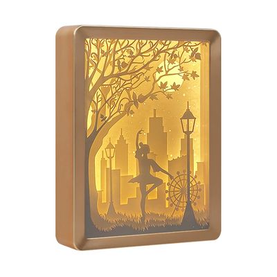 SIWEME 3D Paper Carving Light Box LED Night Light Lamp 3D Paper Cut Light Creative Shadow Box Kids Bedroom Decor Creative Gift Items for Girls (Ballet)