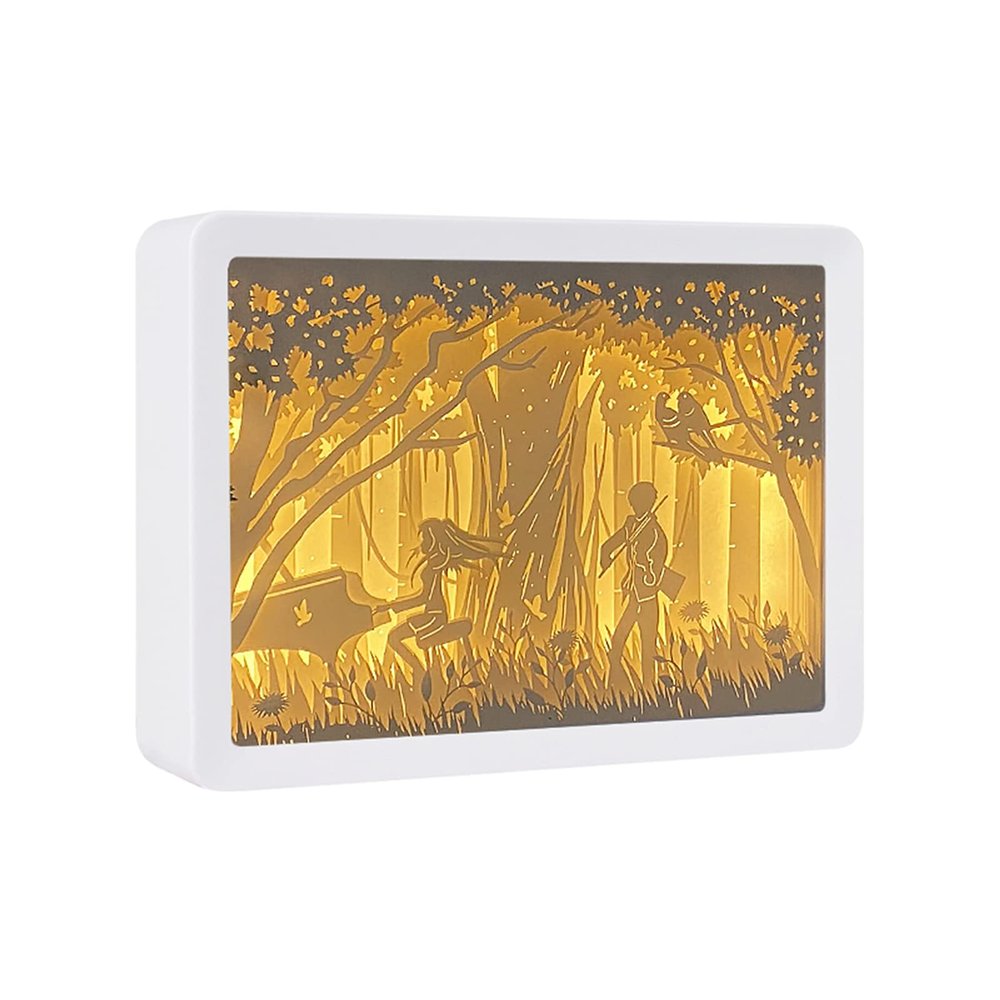SIWEME 3D Paper Carving Light Box LED Night Light Lamp 3D Paper Cut Light Creative Shadow Box Kids Bedroom Decor Creative Gift Items for Girls (Violin and Piano)