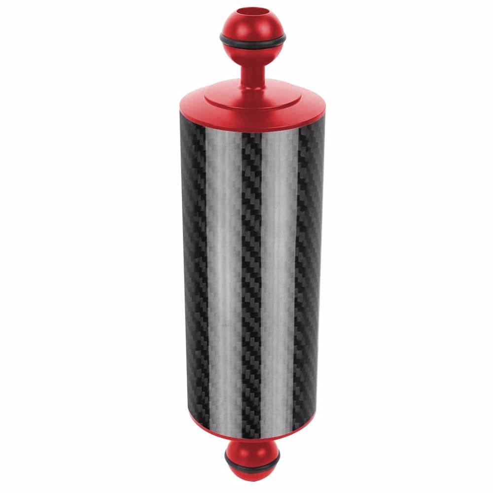 BGNing Carbon Fiber Float Buoyancy Aquatic Arm Dual Ball SLR Camera Diving Extension Tray Compatible with GoPro and Other Action Camera (12inch,Red)