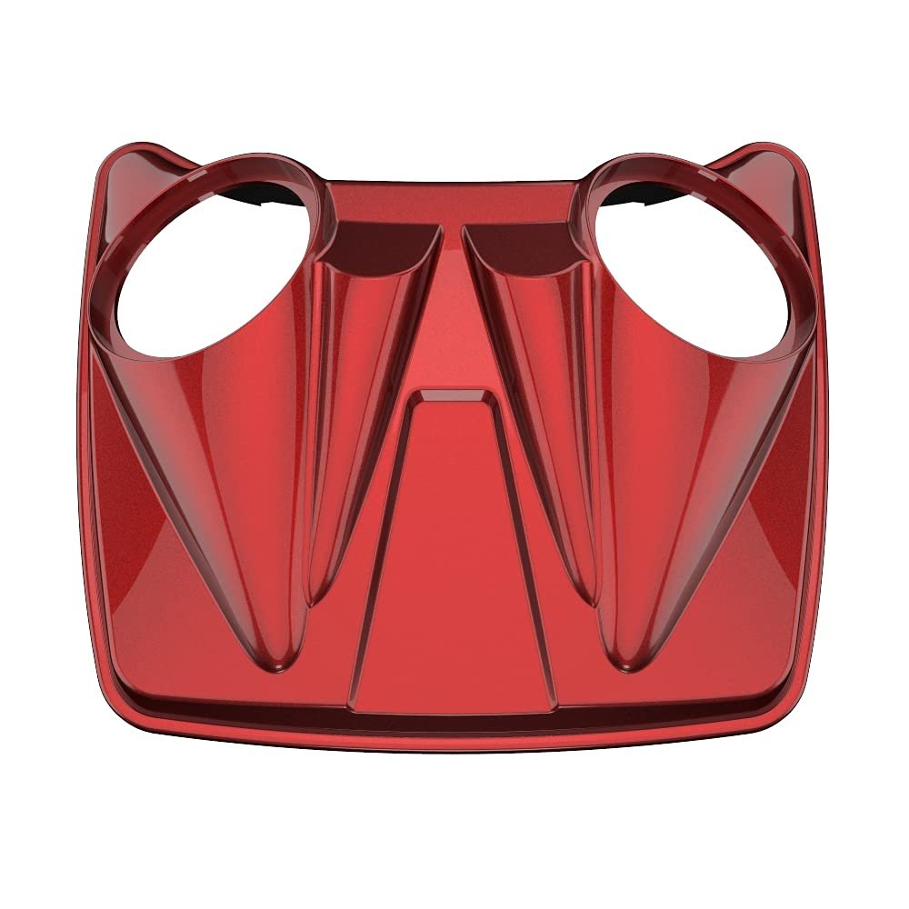 Advanblack Color-Matched Dual 8'' Speaker Lids w/Backrest Pad Fit for Advanblack/OEM Rushmore Style Razor, Chopped & King Tour Trunk Pack Bottom (Hard Candy Hot Rod Red Flake)