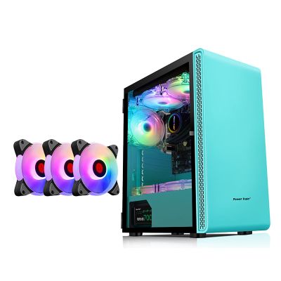 BBNB Computer Case Mid-Tower Desktop ATX Case USB 3.0 Ports Tempered Glass Panel 8 Fan Positions, Support Water Cooling, Green (Size : 5 Fan)