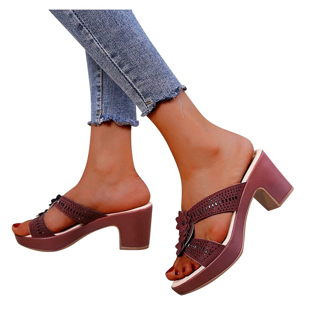 ZBYY Women's Wedge Sandals,Fashion Comfort Slip On Peep Toe High Heel Platform Sandals Slide Wedge Sandals