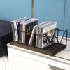 MyGift Vintage CD Stand Holder, DVD Tower, Rustic Burnt Solid Wood and Matte Black Metal Racks, Tabletop Compact Disc Case Organizer Storage - Holds 25 Jewel Cases view 2